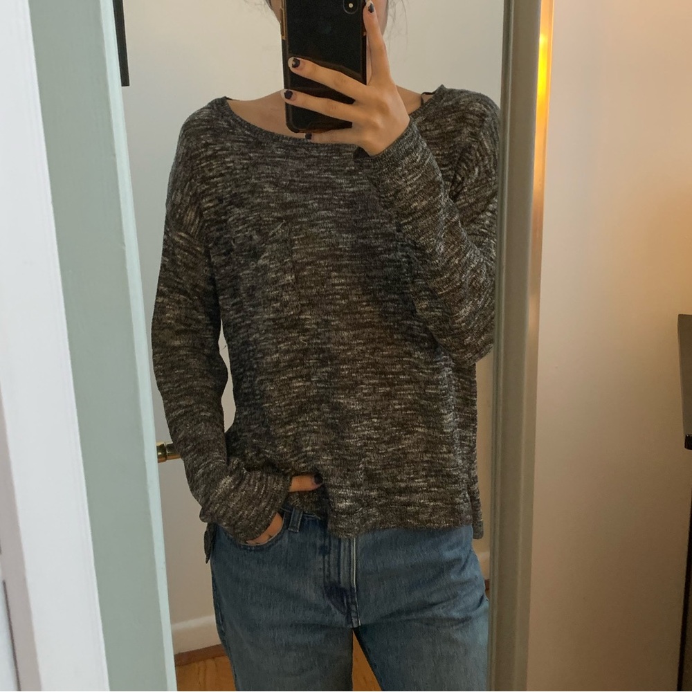 Gray Long Sleeve Knit Sweater